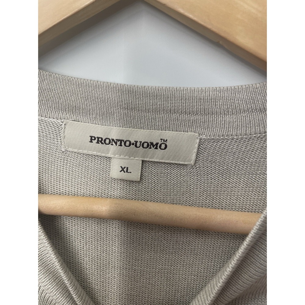 Pronto Uomo 100% Silk Beige Shirt Short Sleeve Unisex Size XL Minimalist Vintage - Picture 5 of 8